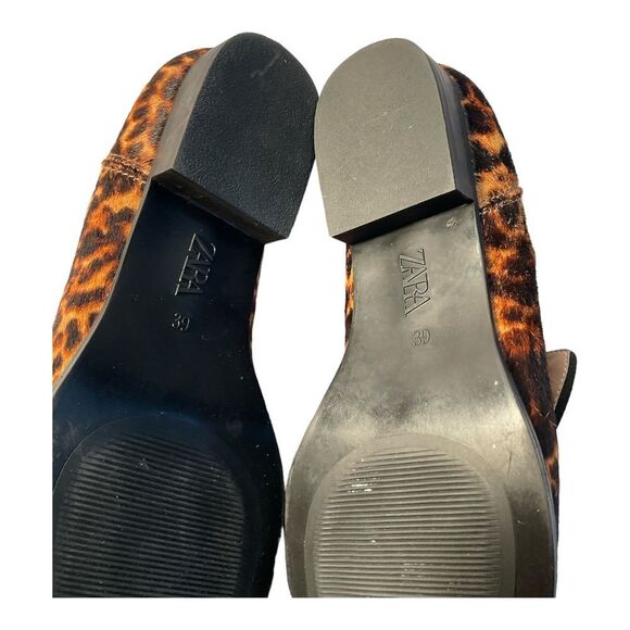 Zara Women’s Cow Furskin Leopard Print Loafers shoes Size 39 - Picture 12 of 13